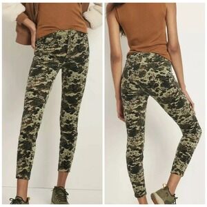 Anthropologie Pilcro Pants Corduroy Camouflage Women 25 Green Skinny High Rise